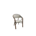 VEGERA Πολυθρόνα Dining Αλουμίνιο Βαφή Καρυδί Textilene Μπεζ, Στοιβαζόμενη κωδ. 0706-Ε-00020522