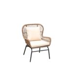 SALSA MAX Πολυθρόνα Μέταλλο Βαφή Μαύρο, Wicker Φυσικό, Μαξιλάρι Μπεζ κωδ. 0706-Ε-00020846