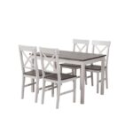 DAILY Set Τραπεζαρία Ξύλινη Σαλονιού - Κουζίνας: Τραπέζι + 4 Καρέκλες / Άσπρο - Dark Oak κωδ. 0706-Ε-00020952