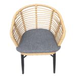 SALSA Πολυθρόνα Στοιβαζόμενη, Αλουμίνιο Βαφή Μαύρο,Wicker Φυσικό, Μαξιλάρι Γκρι κωδ. 0706-Ε-00021110