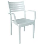 OLIMPIA Πολυθρόνα Τραπεζαρίας Κήπου Στοιβαζόμενη, PP - UV Protection, Απόχρωση Άσπρο κωδ. 0706-Ε-00021354