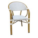 VEGERA Πολυθρόνα Dining Αλουμίνιο Βαφή Φυσικό Textilene Εκρού, Στοιβαζόμενη κωδ.0706-Ε-00021506