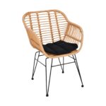 SALSA-W Πολυθρόνα Τραπεζαρίας Κήπου, Μέταλλο Βαφή Μαύρο, Wicker Φυσικό, Μαξιλάρι Μαύρο κωδ. 0706-Ε-00021711