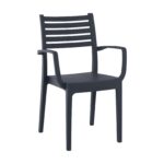 OLIMPIA Πολυθρόνα Τραπεζαρίας Κήπου Στοιβαζόμενη, PP - UV Protection, Απόχρωση Ανθρακί κωδ. 0706-Ε-00022175