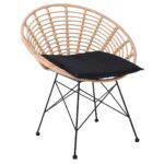 SALSA Coral Πολυθρόνα Κήπου- Τραπεζαρίας, Μέταλλο Μαύρο, Wicker Φυσικό, Μαξιλάρι Μαύρο κωδ. 0706-Ε-00023932