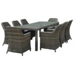ESPERIA Set Τραπεζαρία Κήπου ALU, Wicker Grey Brown-Ανθρακί: Τραπέζι 230x100 + 8 Πολυθρόνες κωδ. 0706-Ε-00023989