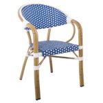 PARIS Πολυθρόνα Bistro Αλουμίνιο Φυσικό, Wicker Άσπρο - Μπλε, Στοιβαζόμενη κωδ. 0706-Ε-00024033