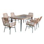 SALSA Τραπεζαρία Κήπου:Μέταλλο Βαφή Μαύρο, Wicker Φυσικό: 6 Πολυθρόνες+Τραπέζι, Μαξ.Άσπρο κωδ. 0706-Ε-00024543