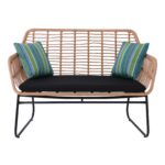 SALSA Καναπές Κήπου 2Θέσιος Μέταλλο Βαφή Μαύρο, Wicker Φυσικό, Μαξιλάρι Μαύρο κωδ. 0706-Ε-00024615
