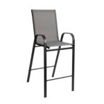 RIO Σκαμπό Bar, Μέταλλο Βαφή Ανθρακί, Textilene Γκρι, Στοιβαζόμενο κωδ. 0706-Ε-00024796