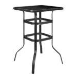 RIO Τραπέζι Bar, Μέταλλο Βαφή Ανθρακί, Γυαλί Μαύρο κωδ. 0706-Ε-00024861