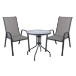 RIO Set Κήπου - Βεράντας: Τραπέζι + 2 Πολυθρόνες Μέταλλο Βαφή Ανθρακί, Textilene Γκρι κωδ. 0706-Ε-00024922