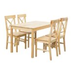 DAILY Set Τραπεζαρία Ξύλινη Σαλονιού - Κουζίνας: Τραπέζι + 4 Καρέκλες, Φυσικό Pine κωδ. 0706-Ε-00025533