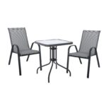 RIO Set Κήπου - Βεράντας: Τραπέζι + 2 Πολυθρόνες Μέταλλο Βαφή Ανθρακί, Textilene Γκρι κωδ. 0706-Ε-00025738