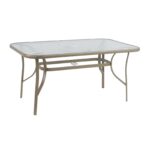 RIO Τραπέζι Κήπου - Βεράντας, Μέταλλο Βαφή Μπεζ, Γυαλί κωδ. 0706-Ε-00025826