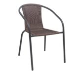 BALENO-W Πολυθρόνα Στοιβαζόμενη, Μέταλλο Βαφή Καφέ, Wicker Brown κωδ. 0706-Ε-00025912