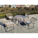 SALSA Τραπεζαρία: Μέταλλο Βαφή Μαύρο-Wicker Φυσικό, Μαξιλάρι Γκρι: Τραπέζι + 4 Πολυθρόνες κωδ. 0706-Ε-00025937