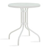 Τραπέζι Watson pakoworld μέταλλο λευκό-γυαλί Φ60x70εκ κωδ. 0060-130-000001