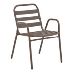 Πολυθρόνα Sussie pakoworld στοιβαζόμενη καφέ μέταλλο με φέτες αλουμινίου 45x62x76εκ κωδ. 0060-130-000099