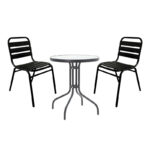 Τραπεζαρία Sussie- Watson pakoworld σετ 3τεμ μέταλλο μαύρο-γυαλί Φ60x70εκ κωδ. 0060-130-000117