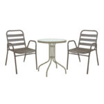 Τραπεζαρία Watson-Sussie pakoworld σετ 3τεμ μέταλλο σαμπανιζέ-γυαλί Φ60x70εκ κωδ. 0060-130-000120