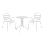 Τραπεζαρία Watson-Sussie pakoworld σετ 3τεμ μέταλλο λευκό-γυαλί Φ60x70εκ κωδ. 0060-130-000123