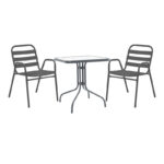 Τραπεζαρία Watson-Sussie pakoworld μέταλλο ανθρακί-γυαλί 70x70x70εκ κωδ. 0060-130-000135