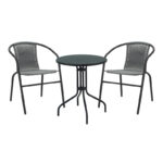 Τραπεζαρία Vergo-Obbi pakoworld μαύρο μέταλλο Φ60x70εκ κωδ. 0060-130-000140