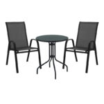 Τραπεζαρία Vergo-Calan pakoworld μαύρο μέταλλο Φ60x70εκ κωδ. 0060-130-000141