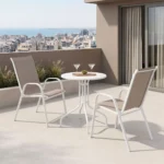 Τραπεζαρία Vergo-Calan pakoworld 3τεμ λευκό μέταλλο Φ60x70εκ κωδ. 0060-130-000142