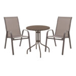 Τραπεζαρία Vergo-Calan pakoworld σετ 3τεμ καφέ μέταλλο Φ60x70εκ κωδ. 0060-130-000147