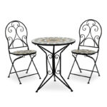 Τραπεζαρία Mosaic pakoworld σετ 3τεμ μέταλλο μαύρο κωδ.0060-137-000004