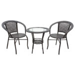 Σαλόνι Saylor pakoworld σετ 3τεμ μέταλλο-pe rattan καφέ κωδ. 0060-140-000028