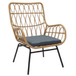 Πολυθρόνα Naoki pakoworld μέταλλο μαύρο-pe φυσικό-μαξιλάρι κωδ. 0060-140-000045