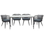 Τραπεζαρία Naoki σετ 5τεμ pakoworld pe γκρι-μέταλλο μαύρο κωδ. 0060-140-000047