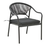 Πολυθρόνα Jerqui pakoworld wicker rattan μαύρο-μεταλλικό μαύρο πόδι-μαύρο μαξιλάρι 60x64x78εκ κωδ. 0060-152-000018