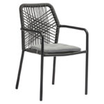 Πολυθρόνα Kherson pakoworld αλουμίνιο σχοινί ανθρακί-μαξιλάρι γκρι κωδ. 0060-216-000012