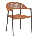 Πολυθρόνα Freiburg pakoworld αλουμίνιο μαύρο-σχοινί φυσικό-κεραμιδί κωδ. 0060-216-000013