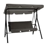 Κούνια κήπου Globo pakoworld μέταλλο μαύρο-ύφασμα γκρι 170x110x153εκ κωδ. 0060-219-000010