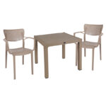 Τραπεζαρία Explore-Frontline pakoworld σετ 3τεμ PP cappuccino 90x90x73,5εκ. κωδ.0060-253-000074