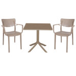 Τραπεζαρία Groovy-Frontline pakoworld σετ 3τεμ PP cappuccino 80x80x74,5εκ. κωδ.0060-253-000097