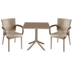 Τραπεζαρία Groovy-Festive pakoworld σετ 3τεμ PP cappuccino 80x80x74,5εκ. κωδ.0060-253-000100