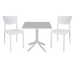 Τραπεζαρία Groovy-Ignite pakoworld σετ 3τεμ PP λευκό 80x80x74,5εκ. κωδ.0060-253-000106