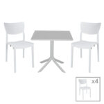 Τραπεζαρία Groovy-Ignite pakoworld σετ 5τεμ PP λευκό 80x80x74,5εκ. κωδ.0060-253-000107