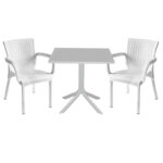 Τραπεζαρία Groovy-Festive pakoworld σετ 3τεμ PP λευκό 80x80x74,5εκ. κωδ.0060-253-000112