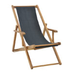 Σεζλόνγκ Xurian pakoworld ξύλο ακακίας φυσικό-πανί pvc μαύρο κωδ.0060-282-000004