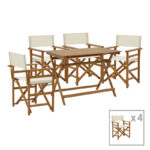 Τραπεζαρία Bistrual-Jaybo pakoworld σετ 5τεμ πτυσσόμενο φυσικό μασίφ ξύλο ακακίας 100x65x72εκ. κωδ. 0060-282-000054