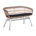 Καναπές 2θέσιος Naoki pakoworld με μαξιλάρι pe φυσικό-μέταλλο μαύρο 120x62x79εκ. κωδ.0060-286-000012