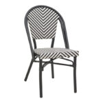 Καρέκλα Uamrin pakoworld στοιβαζόμενη μαύρο αλουμίνιο-ασπρόμαυρο textilene 46x57x85εκ. κωδ.0060-289-000012