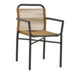 Πολυθρόνα αλουμινίου Clutch pakoworld στοιβαζόμενη ανθρακί σκελετός-φυσικό rattan 55x56x80εκ. κωδ.0060-291-000011